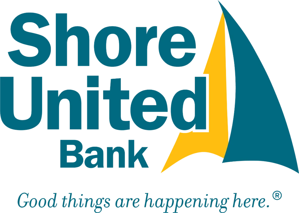 Shore United Bank logo with slogan and sail design.