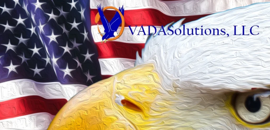 Bald eagle and American flag, VADASolutions logo