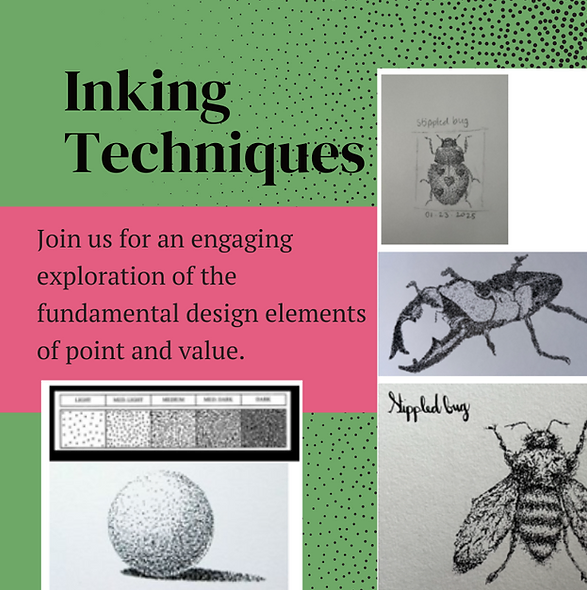 Inking techniques: explore point and value design elements.