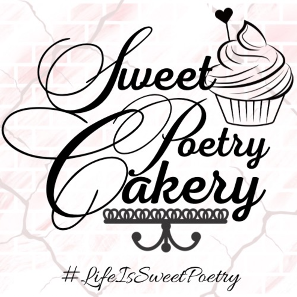 Sweet Poetry Cakery logo with cupcake illustration.