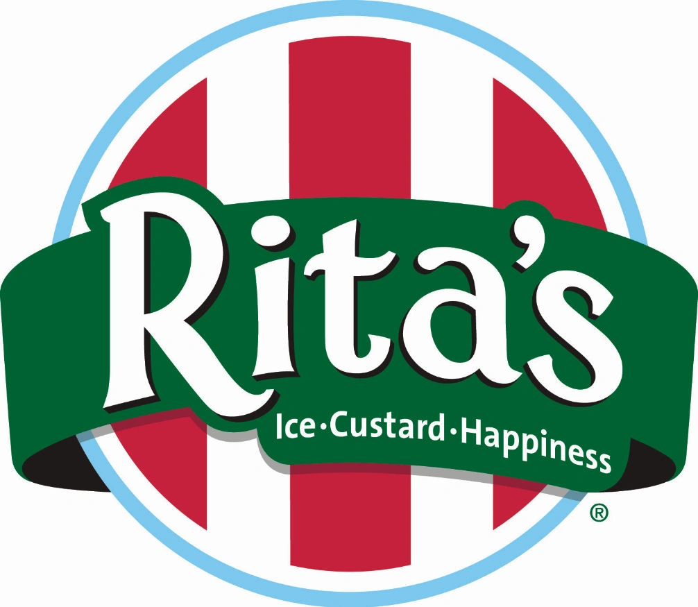 Rita's logo, ice, custard, happiness slogan