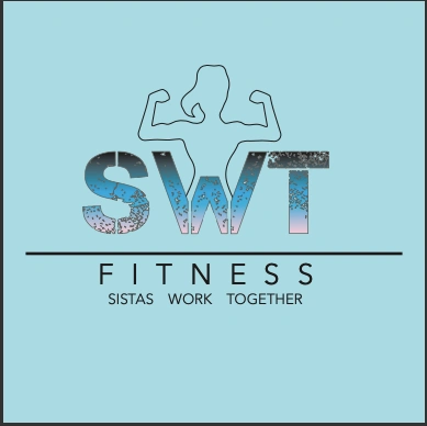 SWT Fitness logo with silhouette flexing muscles
