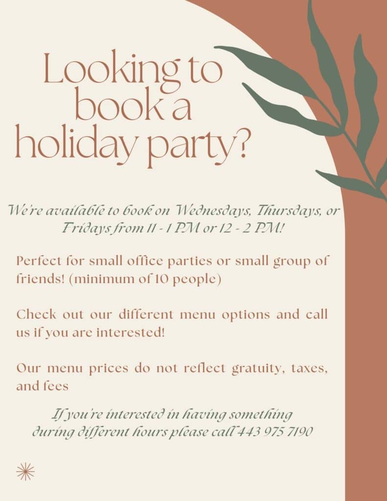 Book your holiday party with us today!